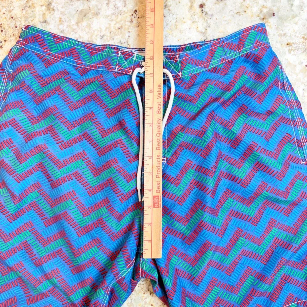 Trunks Surf Swim Co Mens Large Blue Geometric Swim Trunks Mesh Lined Beach